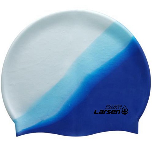 Шапочка плавательная Larsen MC33, силикон (Бело-синий)