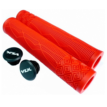 Грипсы VLX Soft 166 мм,с заглушками,без фланца (Красный)