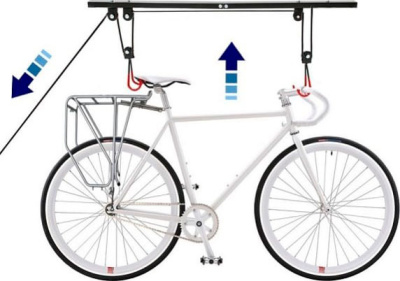 Приспособление-лебёдка для подвешивания велосипеда к потолку 