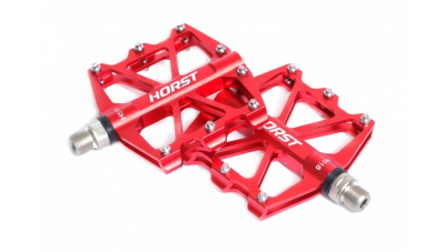 Педали Horst 00-170839 алюминий, Н518, широкие, сменные шипы (Красный)